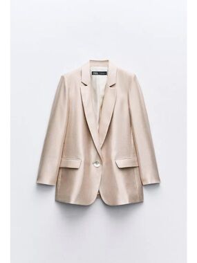 Zara Light Beige Single-Button Blazer